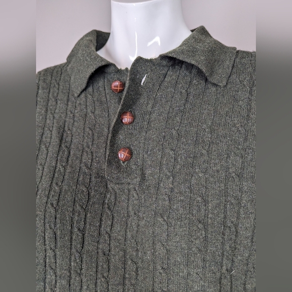 Vintage 90s West Coast Wool Cable Knit Sweater Olive Green Oversized Grandpa Sty - Picture 8 of 11